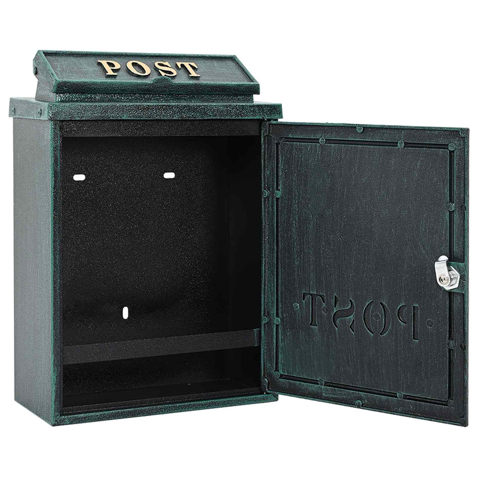 vidaXL Wandmontierter Briefkasten Grün 29 x 13 x 41 cm Gussaluminium