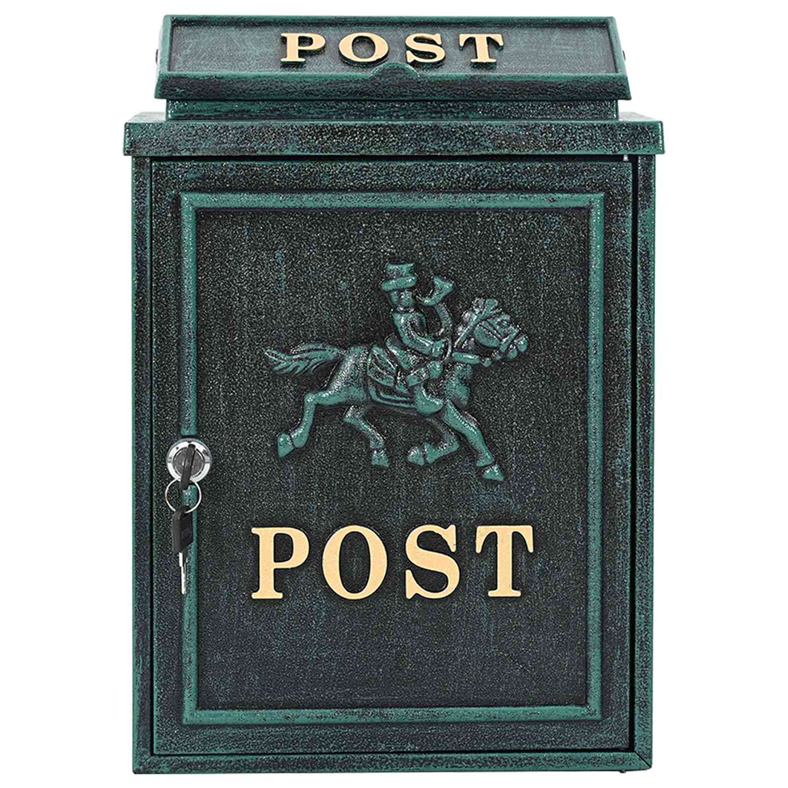 vidaXL Wandmontierter Briefkasten Grün 29 x 13 x 41 cm Gussaluminium