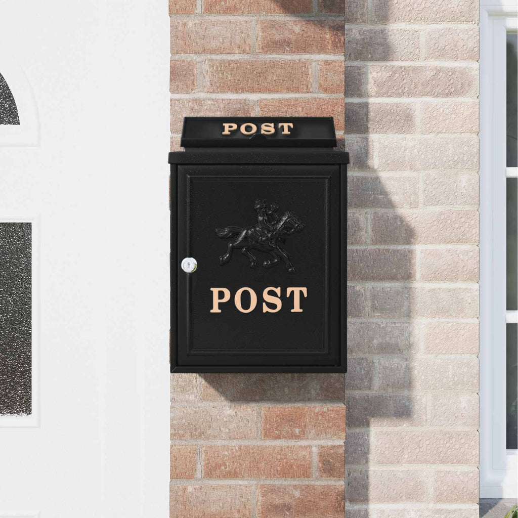 vidaXL Wandmontierter Briefkasten mit Speicher Schwarz 29 x 13 x 41 cm