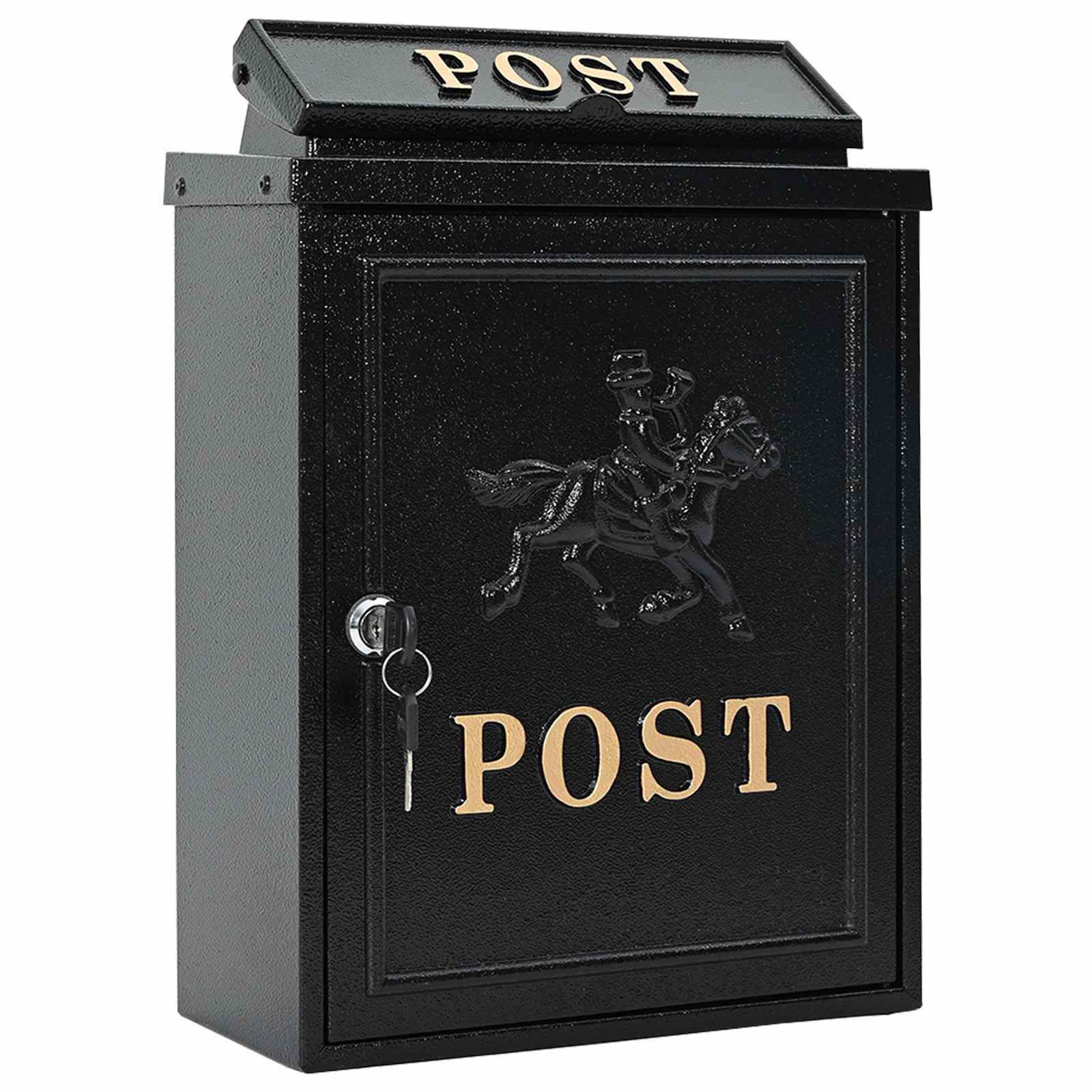 vidaXL Wandmontierter Briefkasten mit Speicher Schwarz 29 x 13 x 41 cm