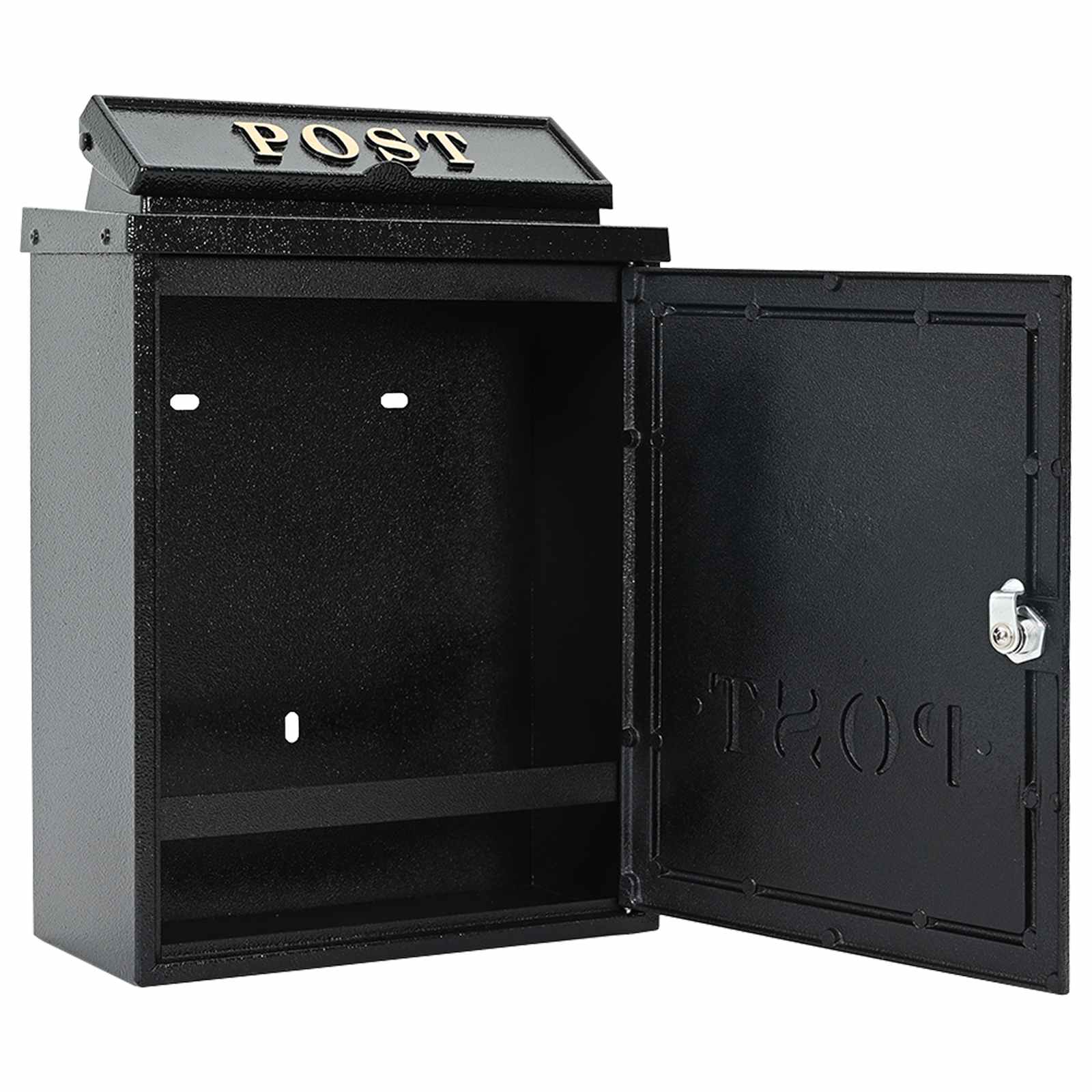 vidaXL Wandmontierter Briefkasten mit Speicher Schwarz 29 x 13 x 41 cm