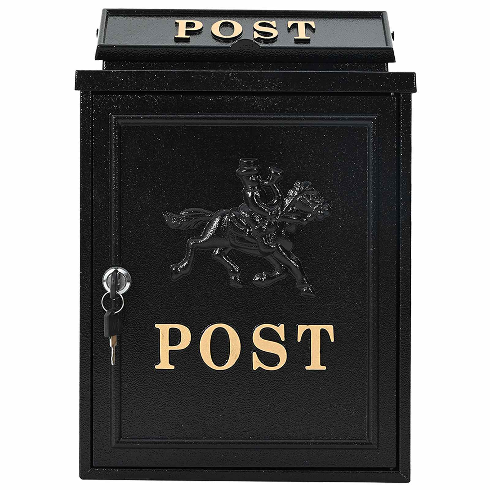 vidaXL Wandmontierter Briefkasten mit Speicher Schwarz 29 x 13 x 41 cm