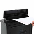 vidaXL Wandmontierter Briefkasten mit Speicher Schwarz 29 x 13 x 41 cm
