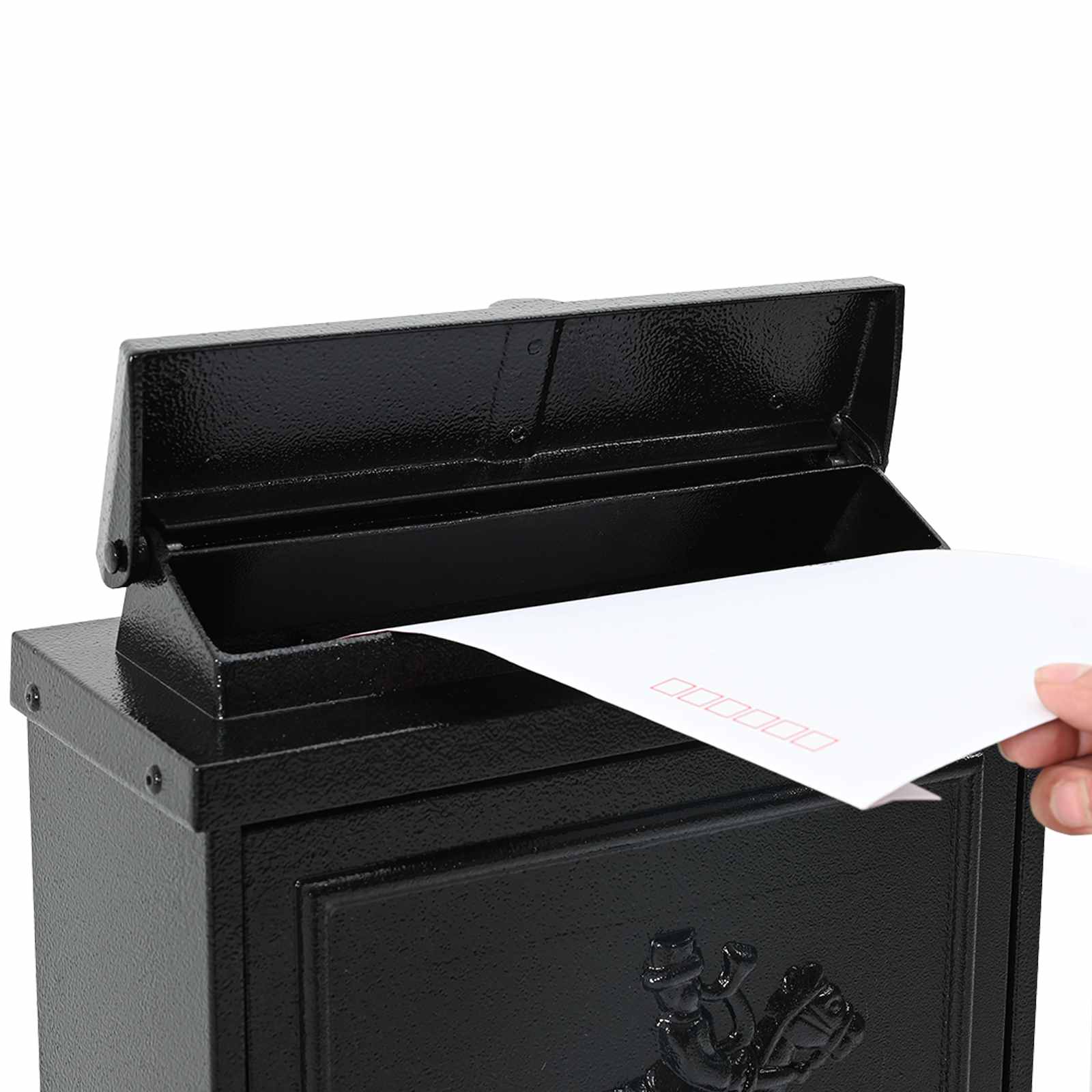 vidaXL Wandmontierter Briefkasten mit Speicher Schwarz 29 x 13 x 41 cm