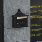 vidaXL Wandmontierter Briefkasten mit Tür Schwarz 40,5 x 16 x 45 cm
