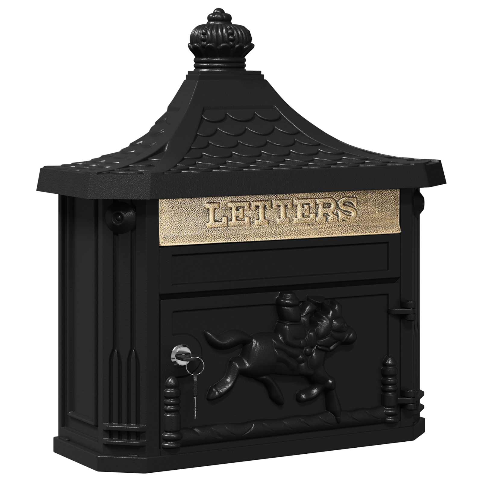 vidaXL Wandmontierter Briefkasten mit Tür Schwarz 40,5 x 16 x 45 cm
