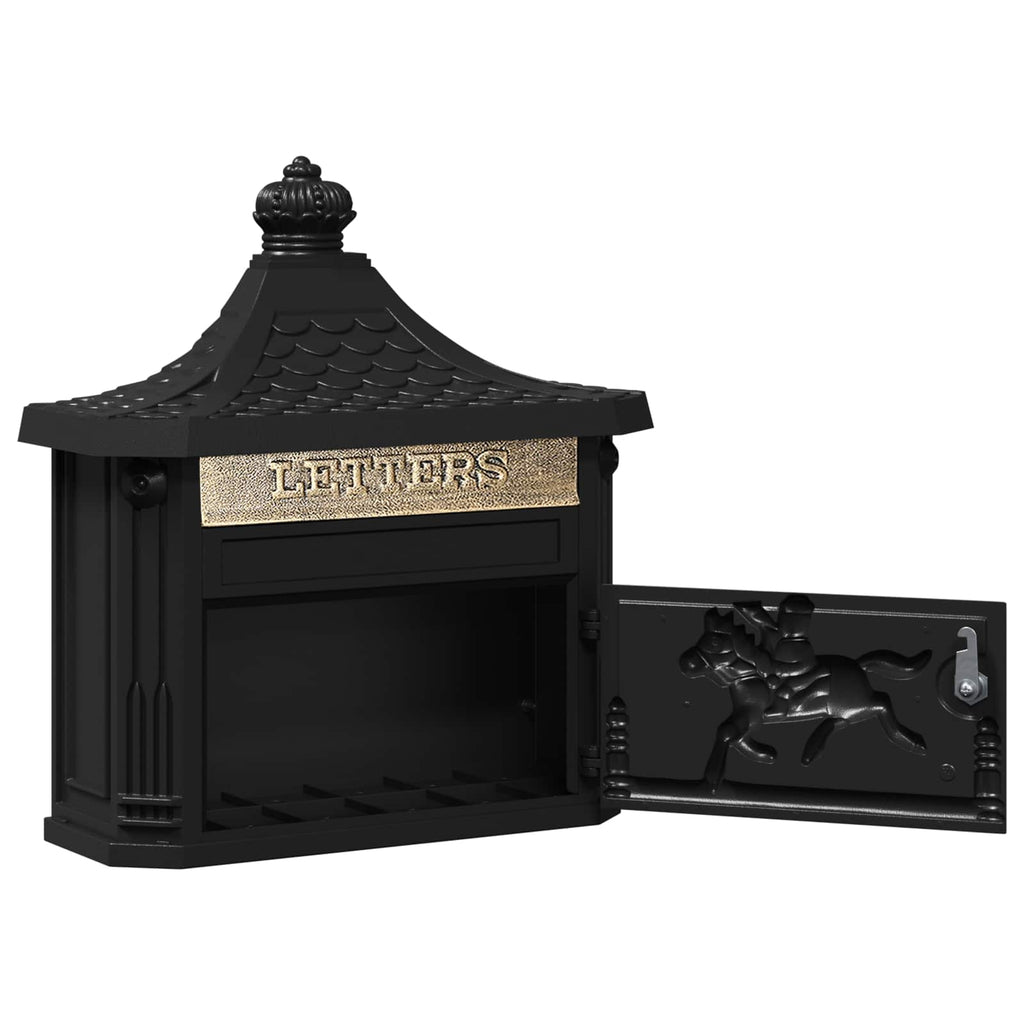 vidaXL Wandmontierter Briefkasten mit Tür Schwarz 40,5 x 16 x 45 cm
