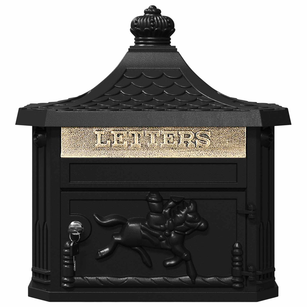 vidaXL Wandmontierter Briefkasten mit Tür Schwarz 40,5 x 16 x 45 cm