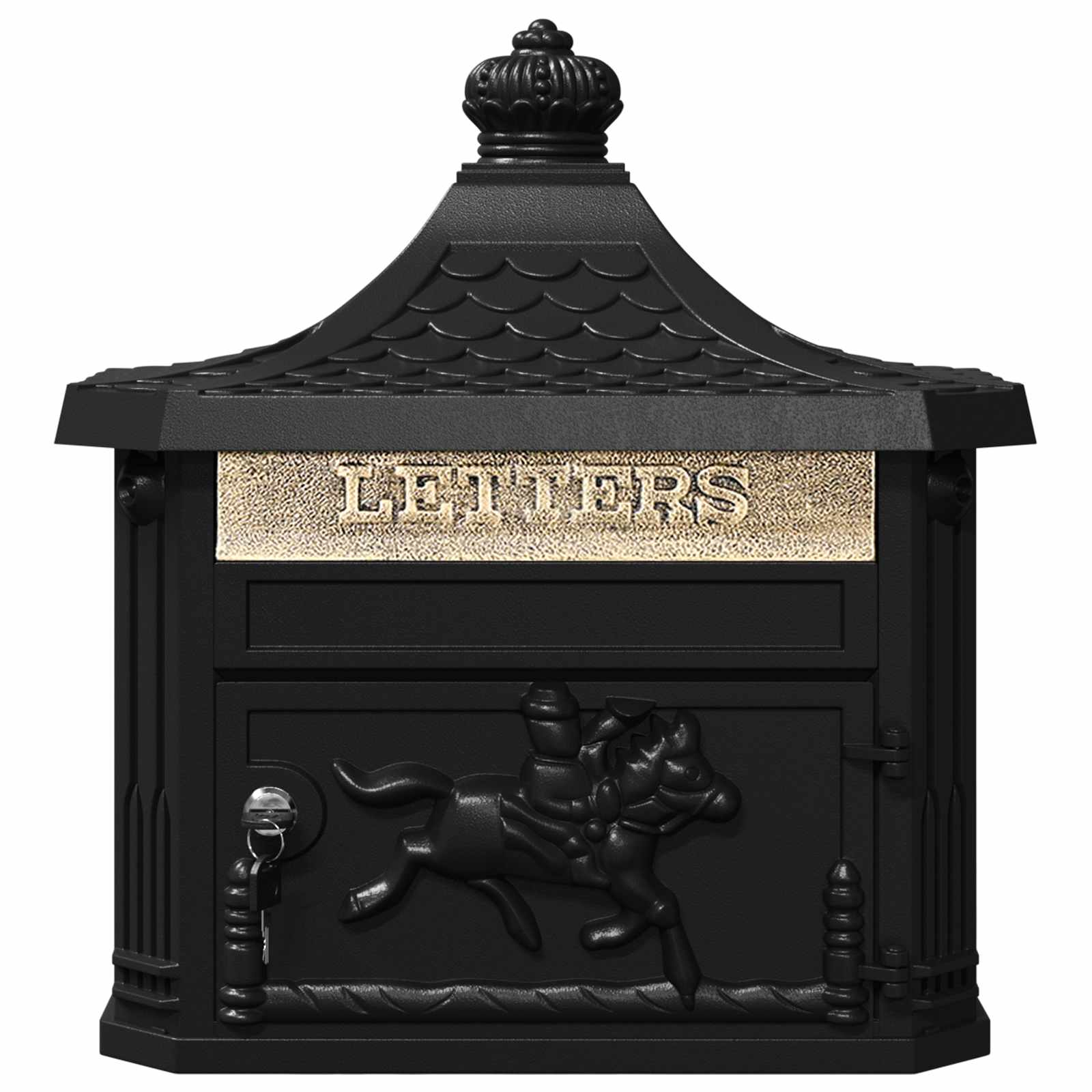 vidaXL Wandmontierter Briefkasten mit Tür Schwarz 40,5 x 16 x 45 cm