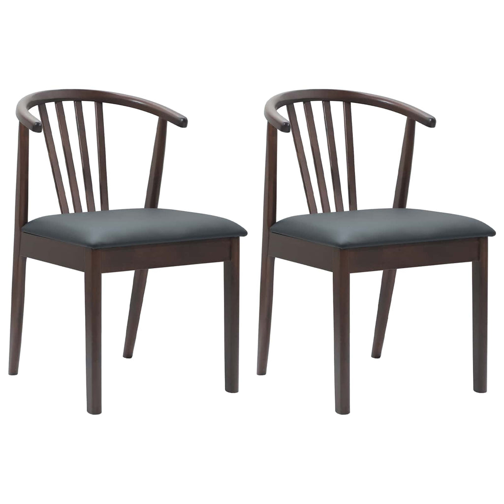 vidaXL Esszimmerstuhl 2 pcs Hellbraun und Schwarz Solides Gummiholz