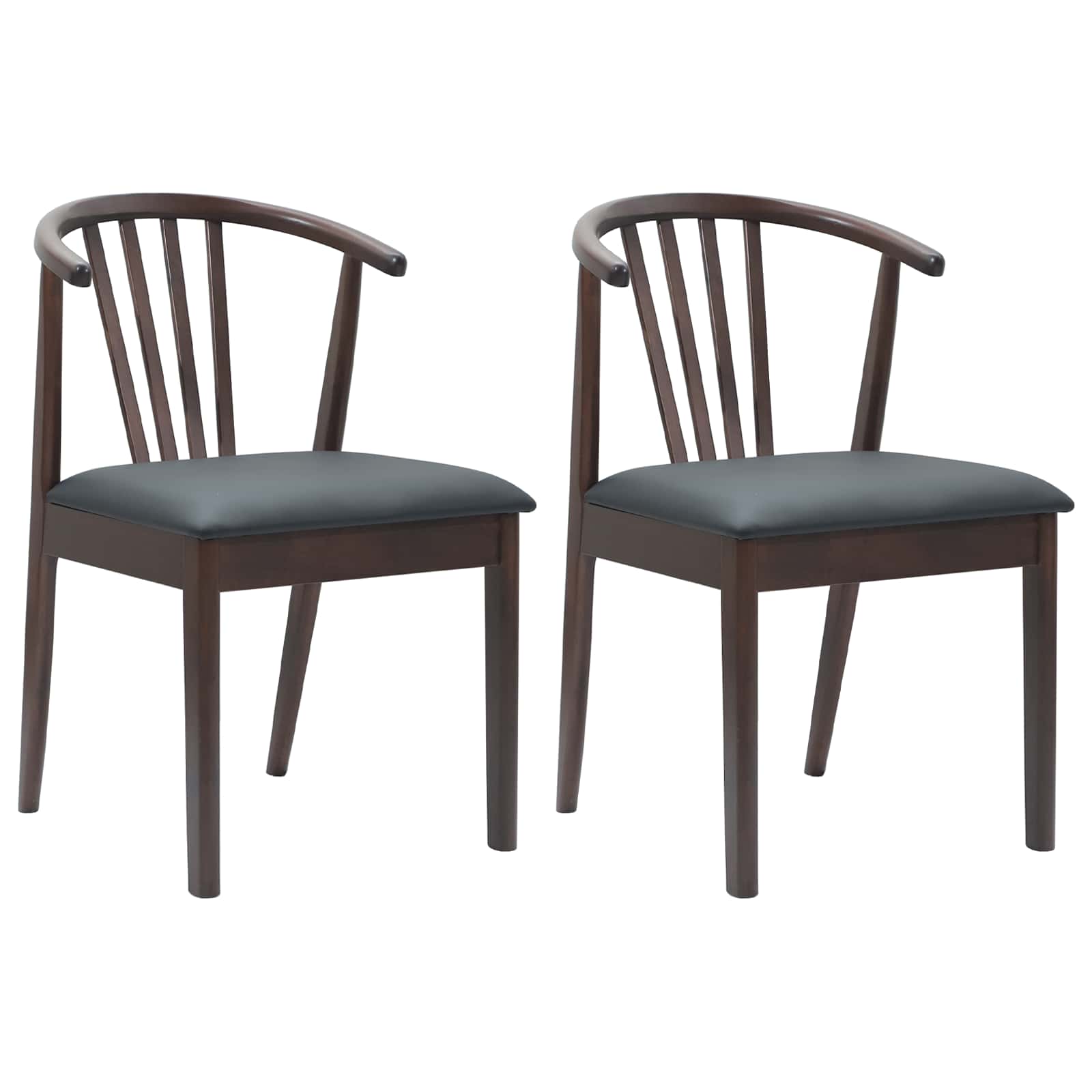 vidaXL Esszimmerstuhl 2 pcs Hellbraun und Schwarz Solides Gummiholz