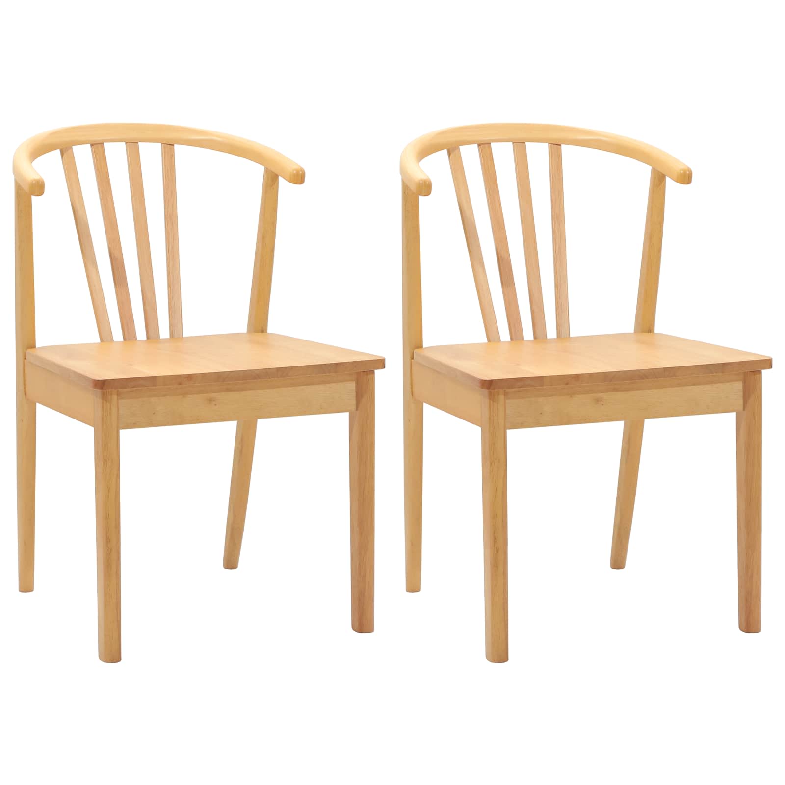 vidaXL Esszimmerstuhl 2 pcs Natur Solides Gummiholz