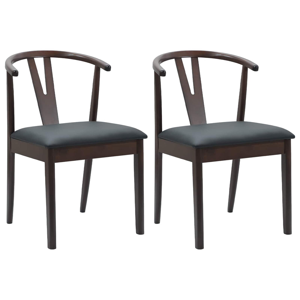 vidaXL Esszimmerstuhl 2 pcs Hellbraun und Schwarz Massives Gummiholz