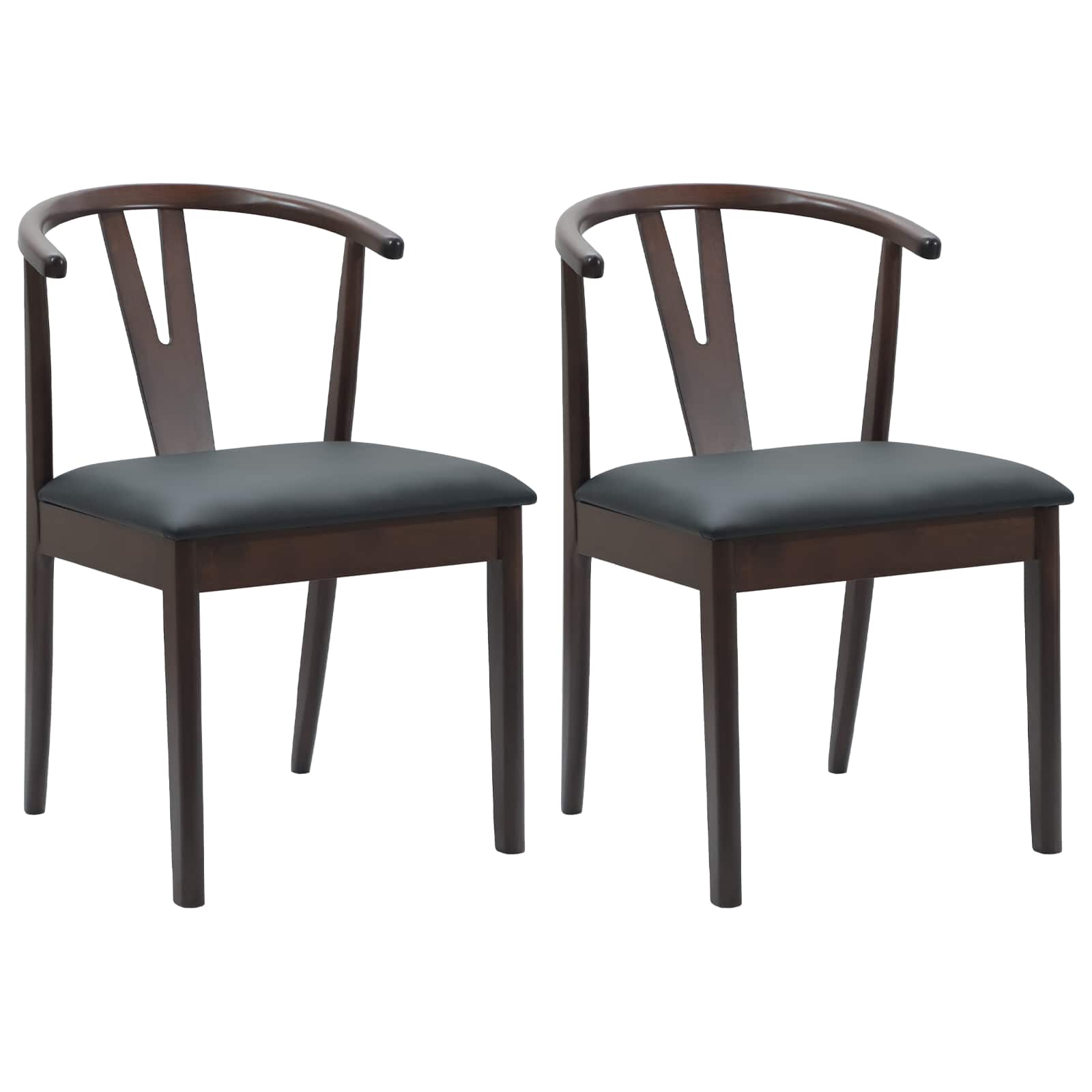 vidaXL Esszimmerstuhl 2 pcs Hellbraun und Schwarz Massives Gummiholz