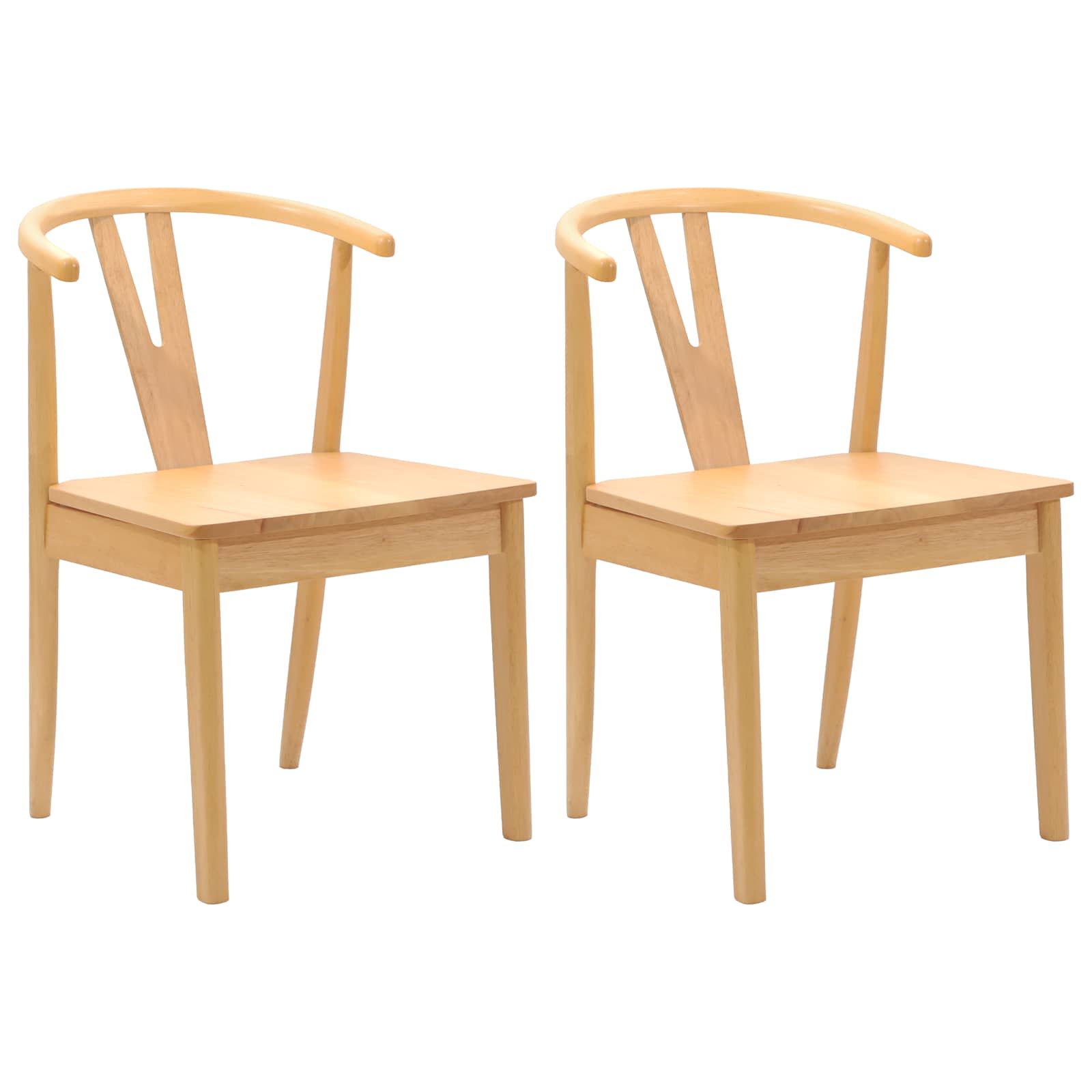 vidaXL Esszimmerstuhl 2 pcs Natur Massives Gummiholz