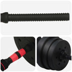 vidaXL 2-in-1 Kurzhantel Langhantel Set 20 kg Schwarz und Rot