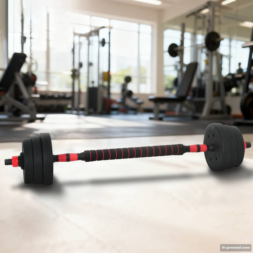 vidaXL 2-in-1 Kurzhantel Langhantel Set 20 kg Schwarz und Rot