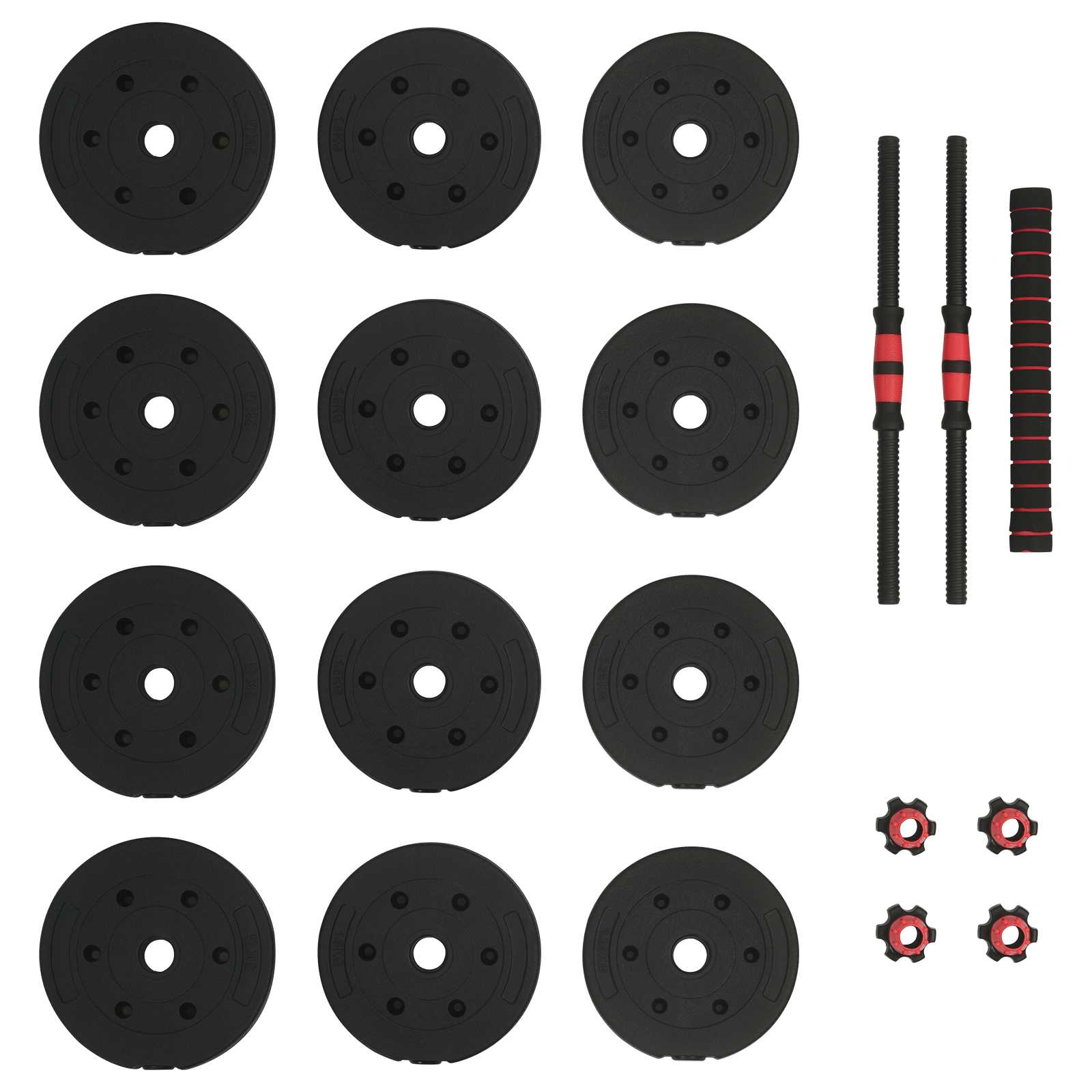 vidaXL 2-in-1 Kurzhantel Langhantel Set 20 kg Schwarz und Rot
