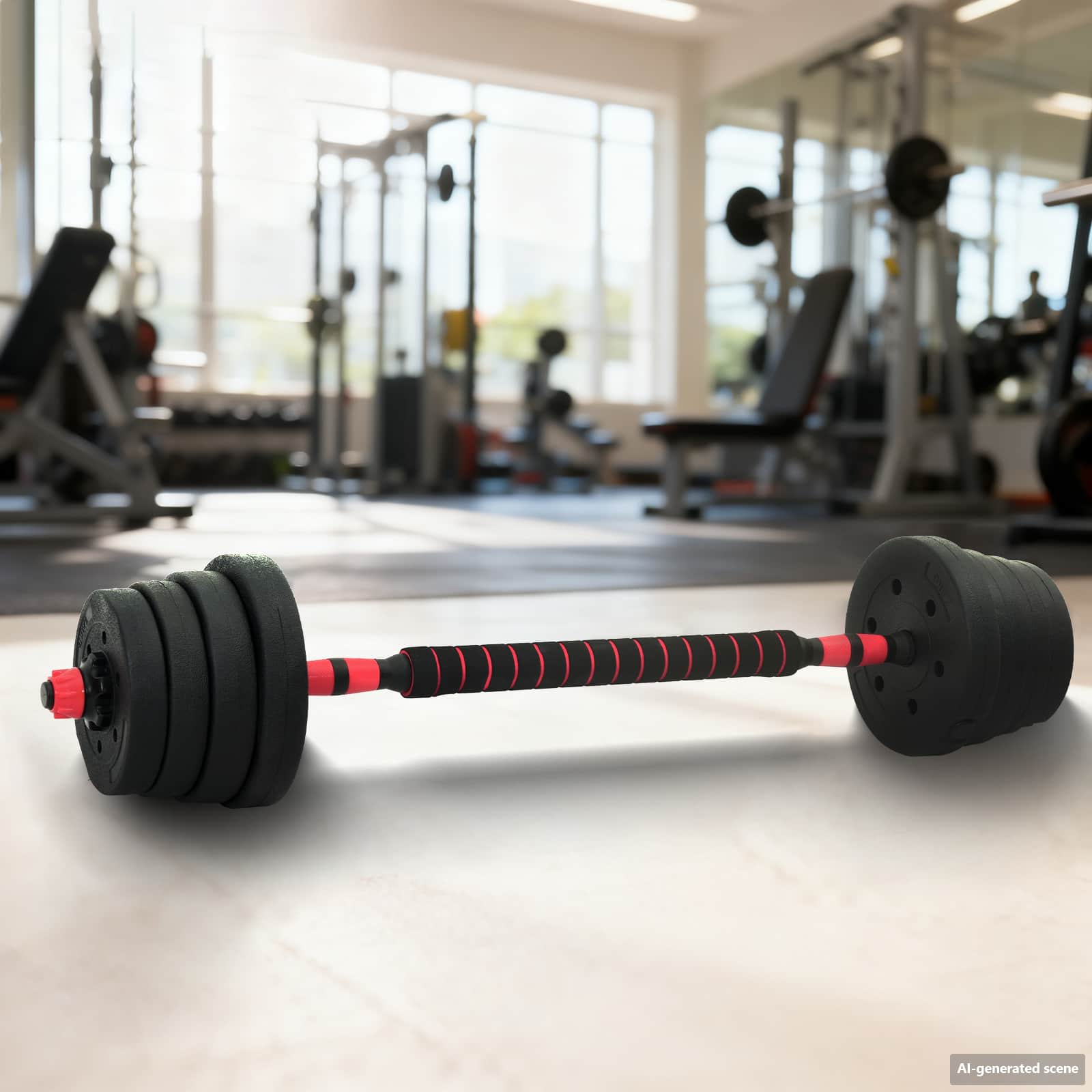 vidaXL 2-in-1 Kurzhantel Langhantel Set 20 kg Schwarz und Rot