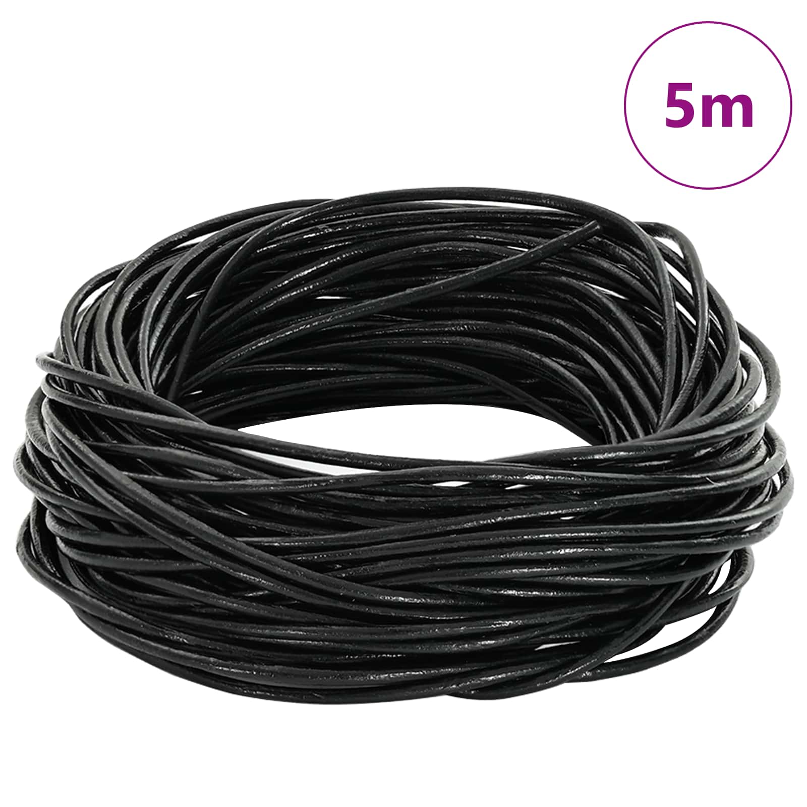 vidaXL Leder Schnur Schwarz Ø1 mm x 5 m Leder