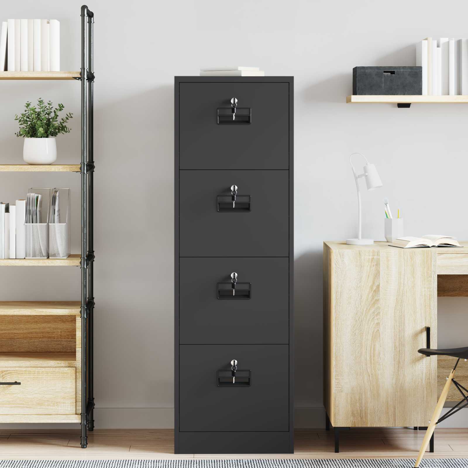 vidaXL Aktenschrank 2 pcs Schwarz 44 x 50 x 139 cm Kaltgewalzter Stahl
