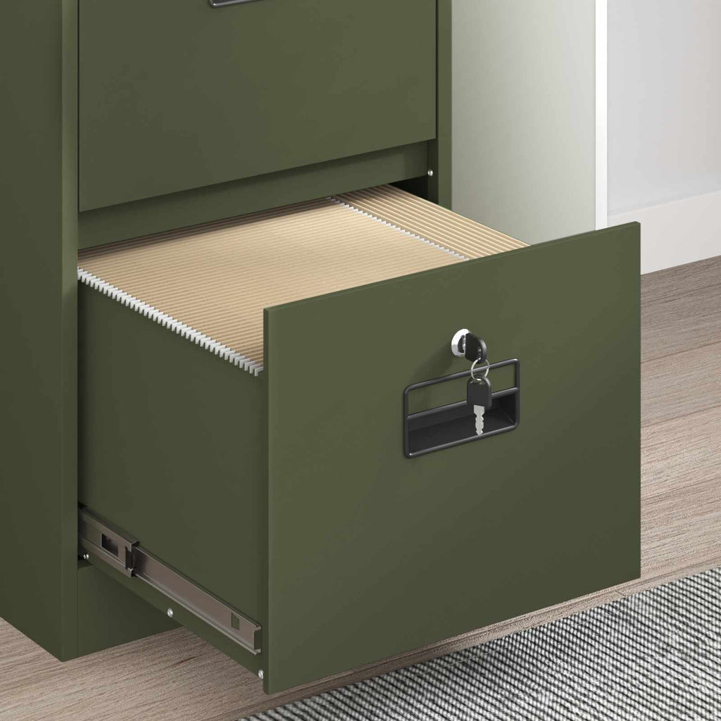 vidaXL Aktenschrank mit Schubladen 2 pcs Olive Grün 44 x 50 x 139 cm