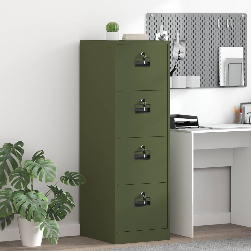 vidaXL Aktenschrank mit Schubladen 2 pcs Olive Grün 44 x 50 x 139 cm