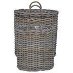 vidaXL Blumentopf Körbchen mit Speicher 2 pcs Grau Lacak Rattan