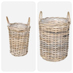 vidaXL Blumentopfkorb mit Speicher 2 pcs Grau Kubu Rattan