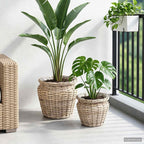 vidaXL Blumentopfkorb mit Speicher 2 pcs Grau Lacak Rattan