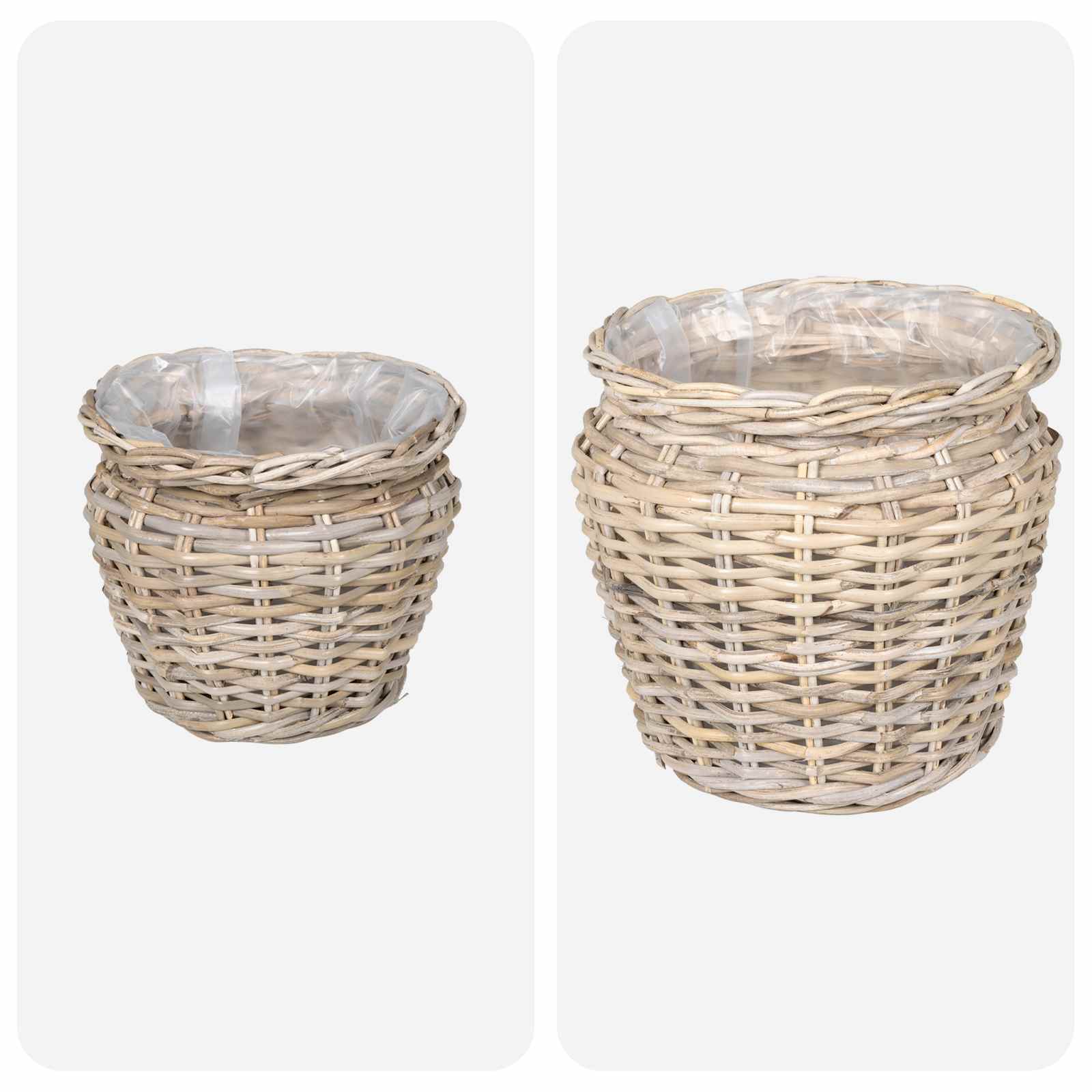 vidaXL Blumentopfkorb mit Speicher 2 pcs Grau Lacak Rattan