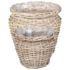 vidaXL Blumentopfkorb mit Speicher 2 pcs Grau Lacak Rattan