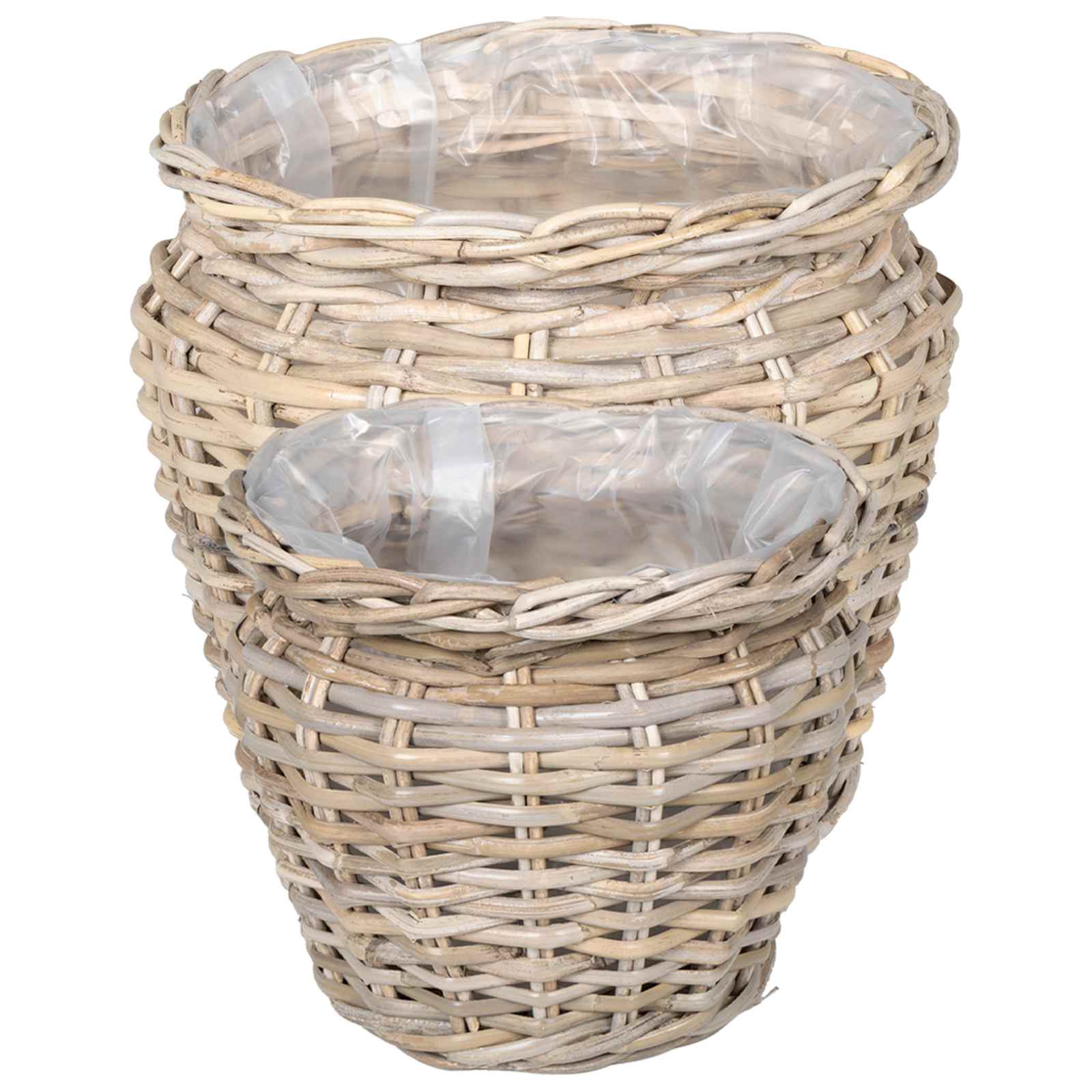 vidaXL Blumentopfkorb mit Speicher 2 pcs Grau Lacak Rattan