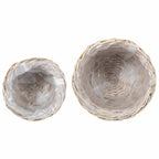 vidaXL Blumentopfkorb mit Speicher 2 pcs Grau Lacak Rattan