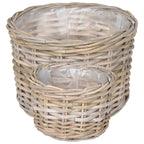 vidaXL Blumentopf Korb mit Speicher 2 pcs Grau Kubu Rattan