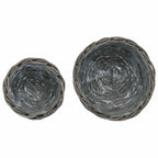 vidaXL Blumentopf Korb mit Speicher 2 pcs Grau Kubu Rattan