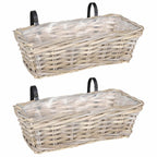 vidaXL Hängender Blumentopf Korb 2 pcs Grau 48 x 22 x 15 cm