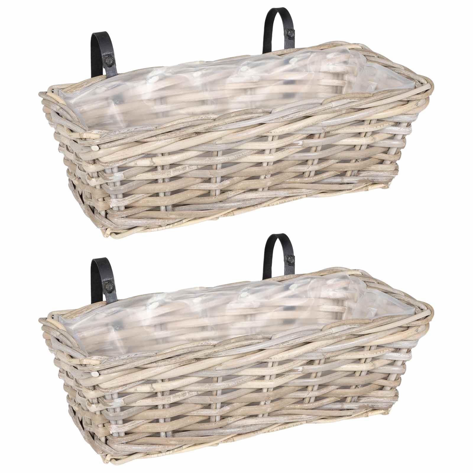 vidaXL Hängender Blumentopf Korb 2 pcs Grau 48 x 22 x 15 cm