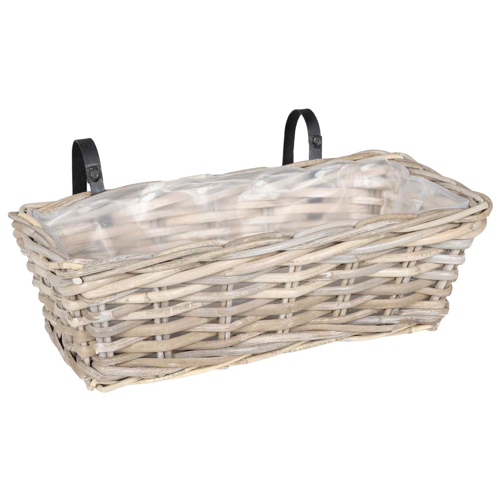 vidaXL Hängender Blumentopf Korb 2 pcs Grau 48 x 22 x 15 cm