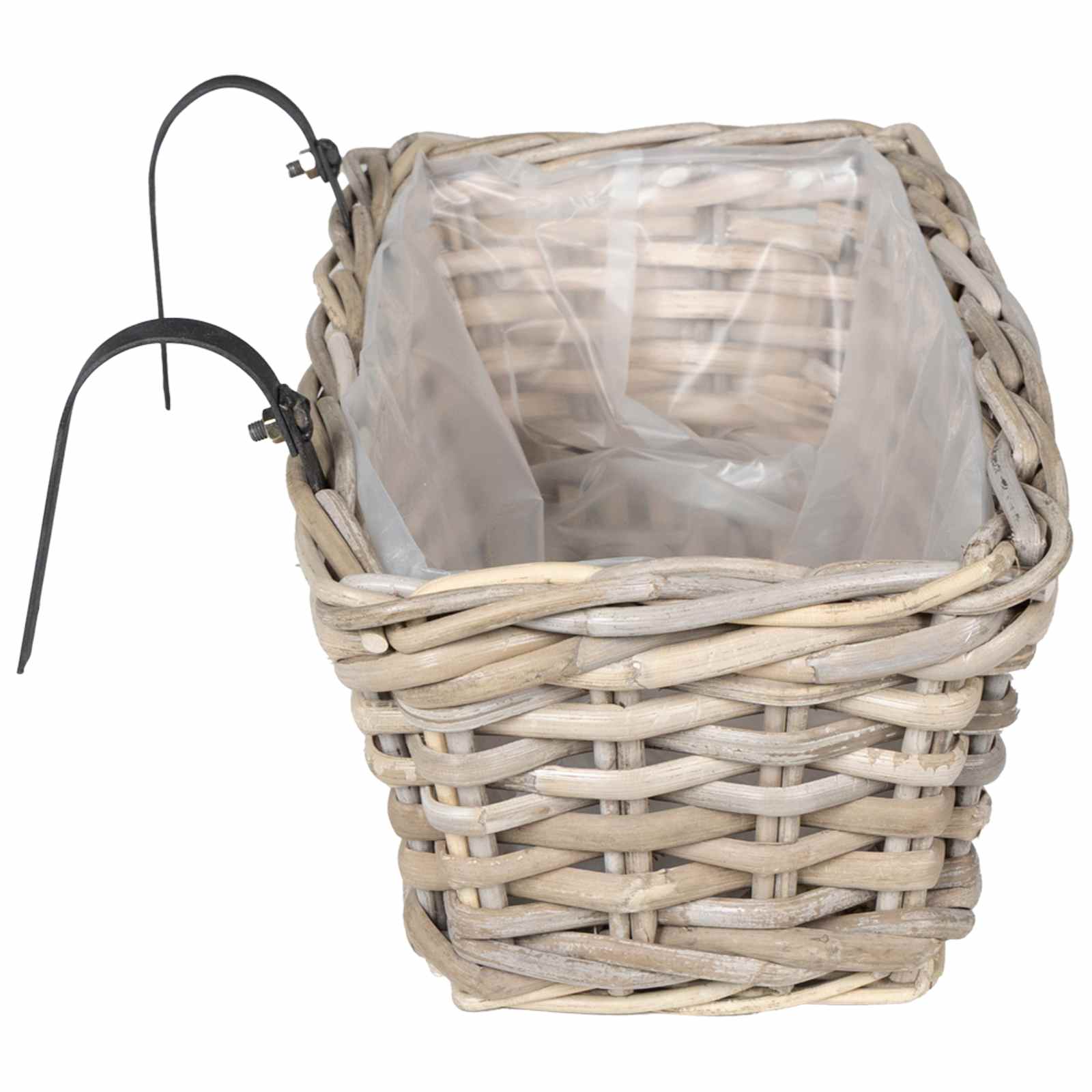vidaXL Hängender Blumentopf Korb 2 pcs Grau 48 x 22 x 15 cm