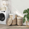 vidaXL Wäschekorb mit Deckel 2 pcs Kubu Grau Kubu Rattan