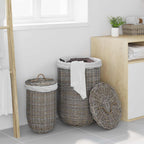 vidaXL Wäschekorb mit Deckel 2 pcs Kubu Grau Kubu Rattan