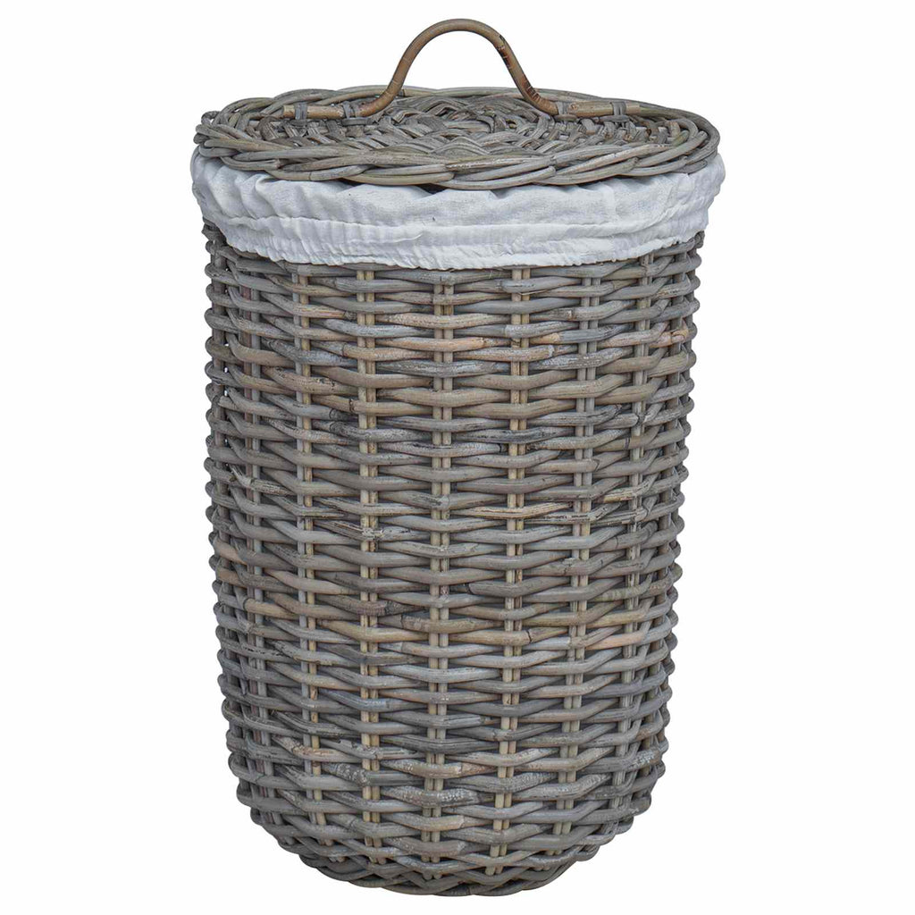 vidaXL Wäschekorb mit Deckel 2 pcs Kubu Grau Kubu Rattan