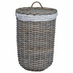 vidaXL Wäschekorb mit Deckel 2 pcs Kubu Grau Kubu Rattan