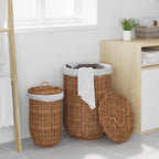 vidaXL Wäschekorb 2 pcs Braun Kubu Rattan