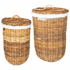 vidaXL Wäschekorb 2 pcs Braun Kubu Rattan