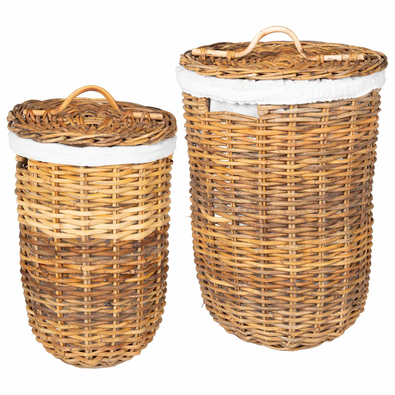 vidaXL Wäschekorb 2 pcs Braun Kubu Rattan