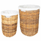 vidaXL Wäschekorb 2 pcs Braun Kubu Rattan
