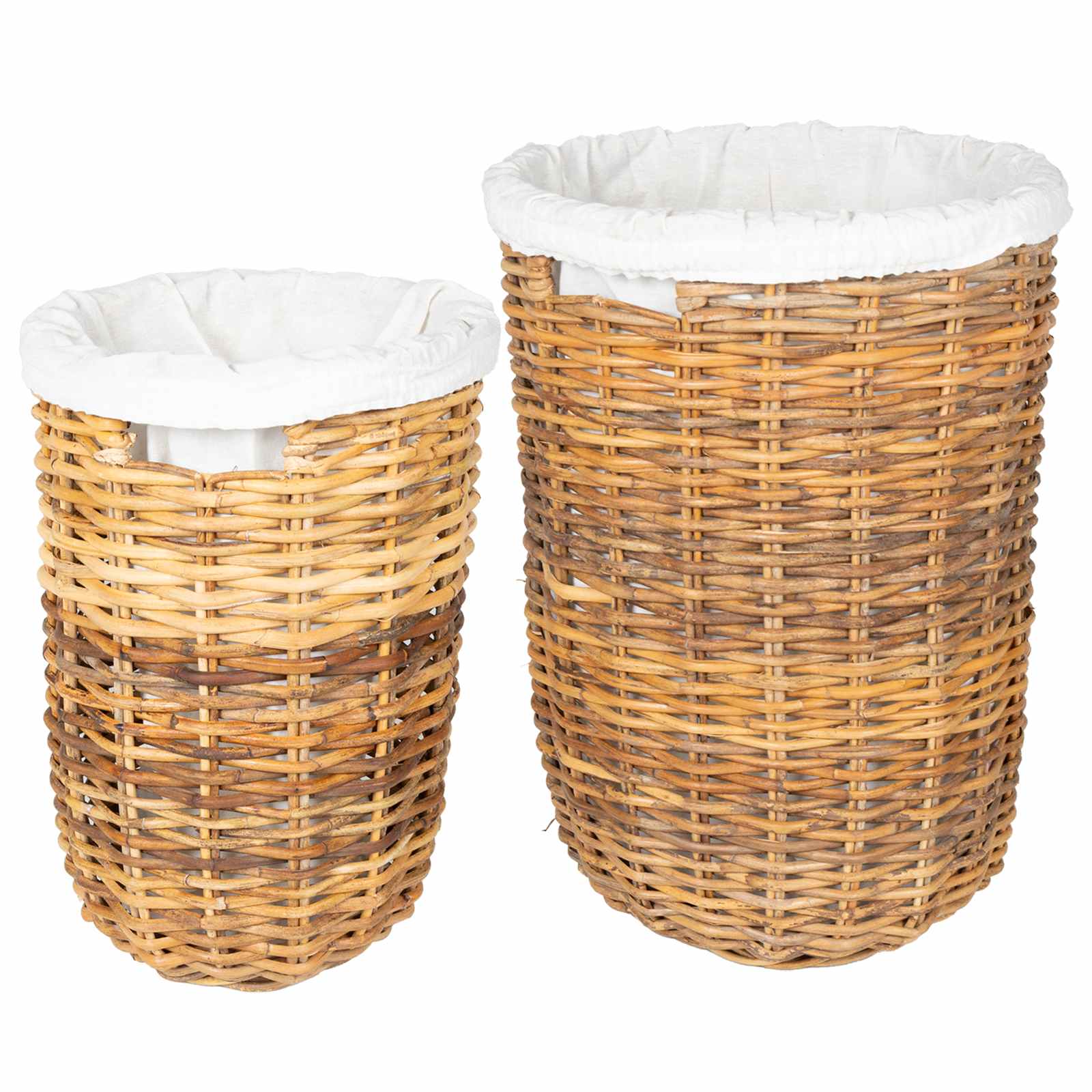 vidaXL Wäschekorb 2 pcs Braun Kubu Rattan
