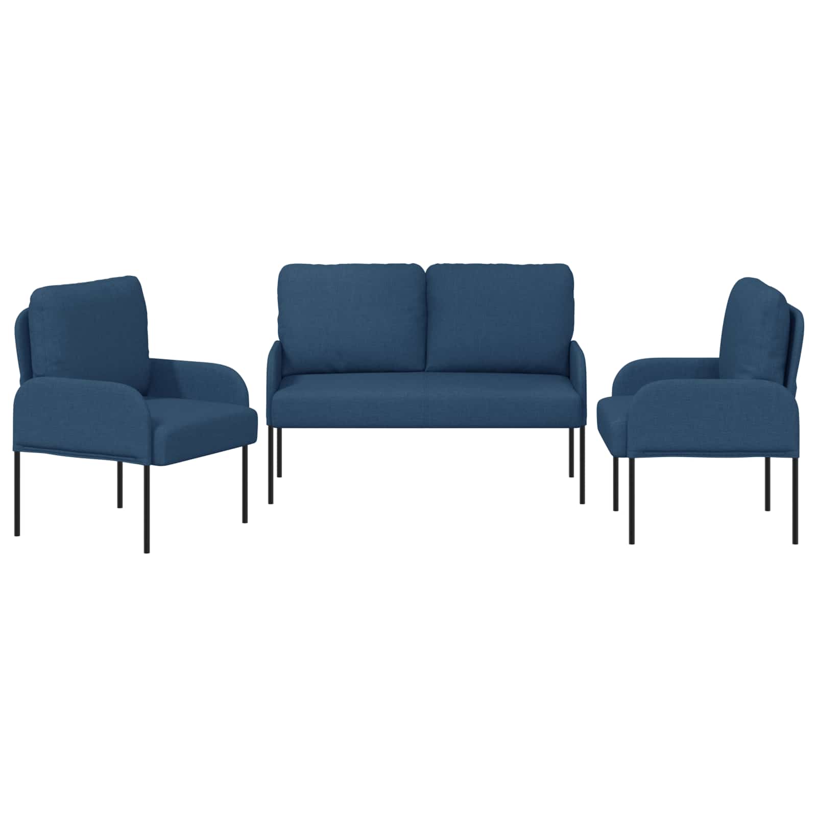 vidaXL Sofagarnituren mit Kissen 3 pcs Blau 115 x 56 x 80 cm Sperrholz